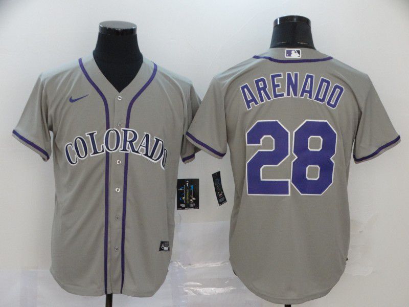Men Colorado Rockies #28 Arenado Grey Nike Game MLB Jerseys->colorado rockies->MLB Jersey